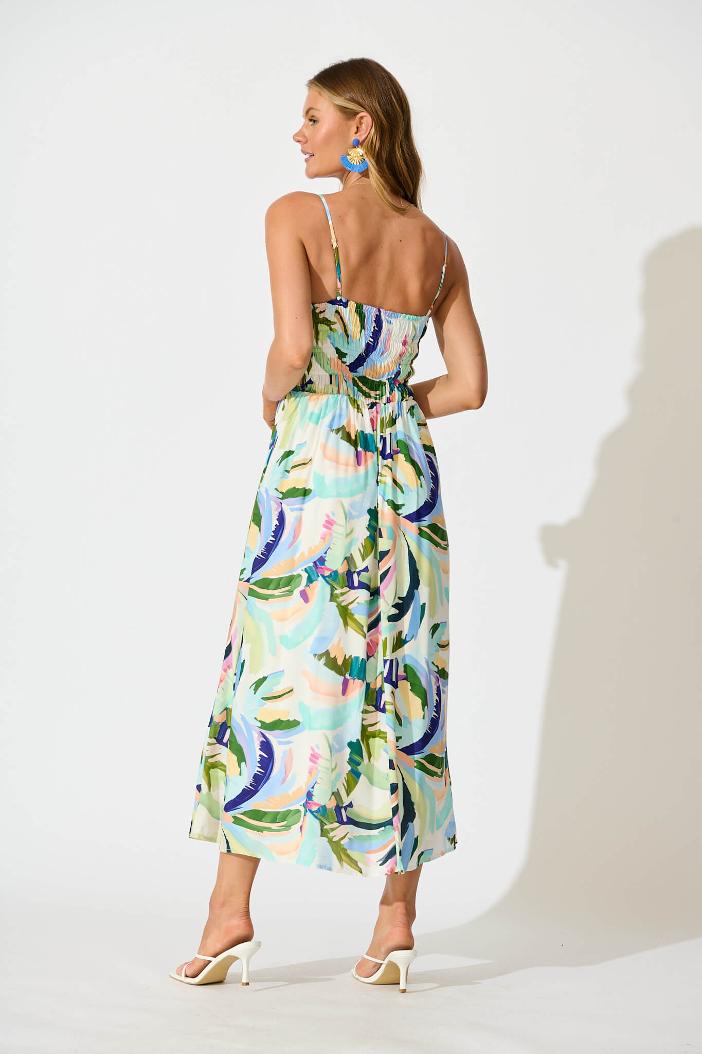 Dillon Maxi Sundress in Multi Green Print