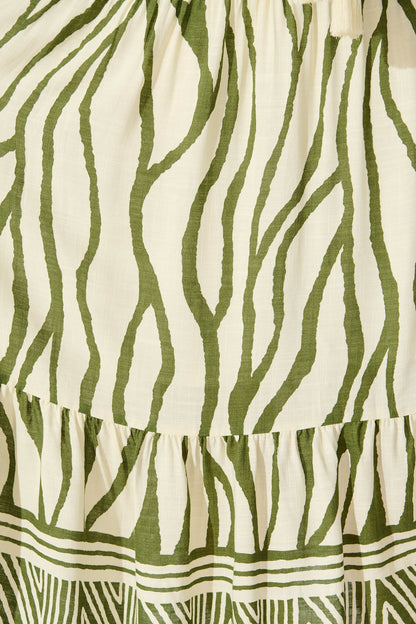 Ibiza Maxi Dress in Cream with Khaki Linen Blend