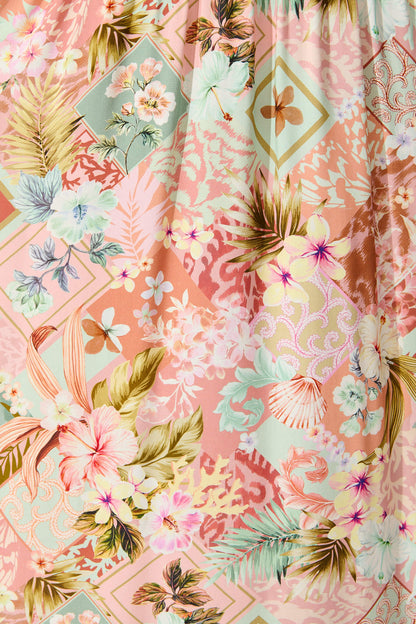 Tilda Maxi Sundress In Tropical Patchwork Print