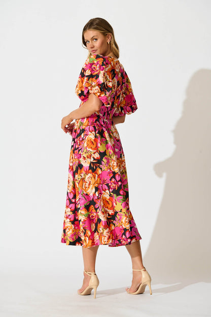 Daydreamer Midi Dress In Multi Floral