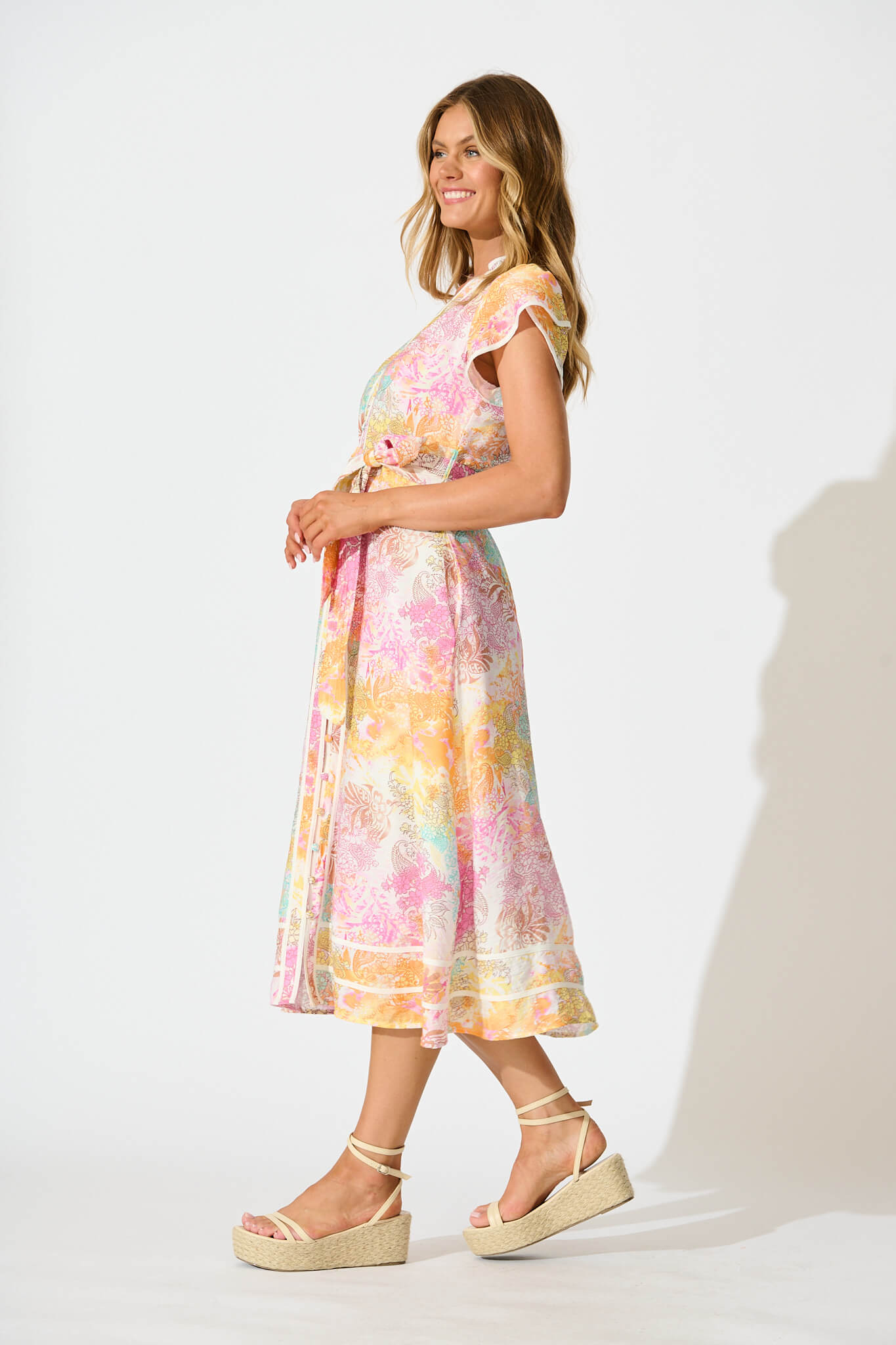 Alhambra Midi Dress in Pastel Watercolour