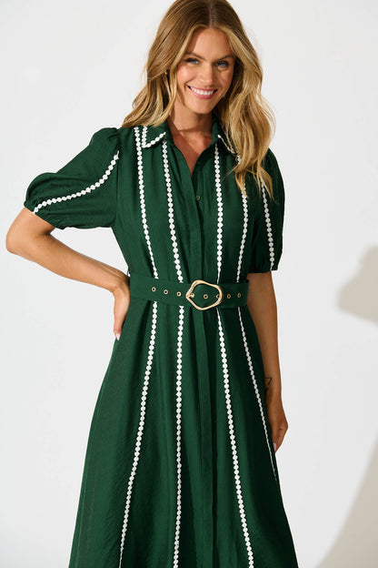 Adore Maxi Shirt Dress in Emerald Green