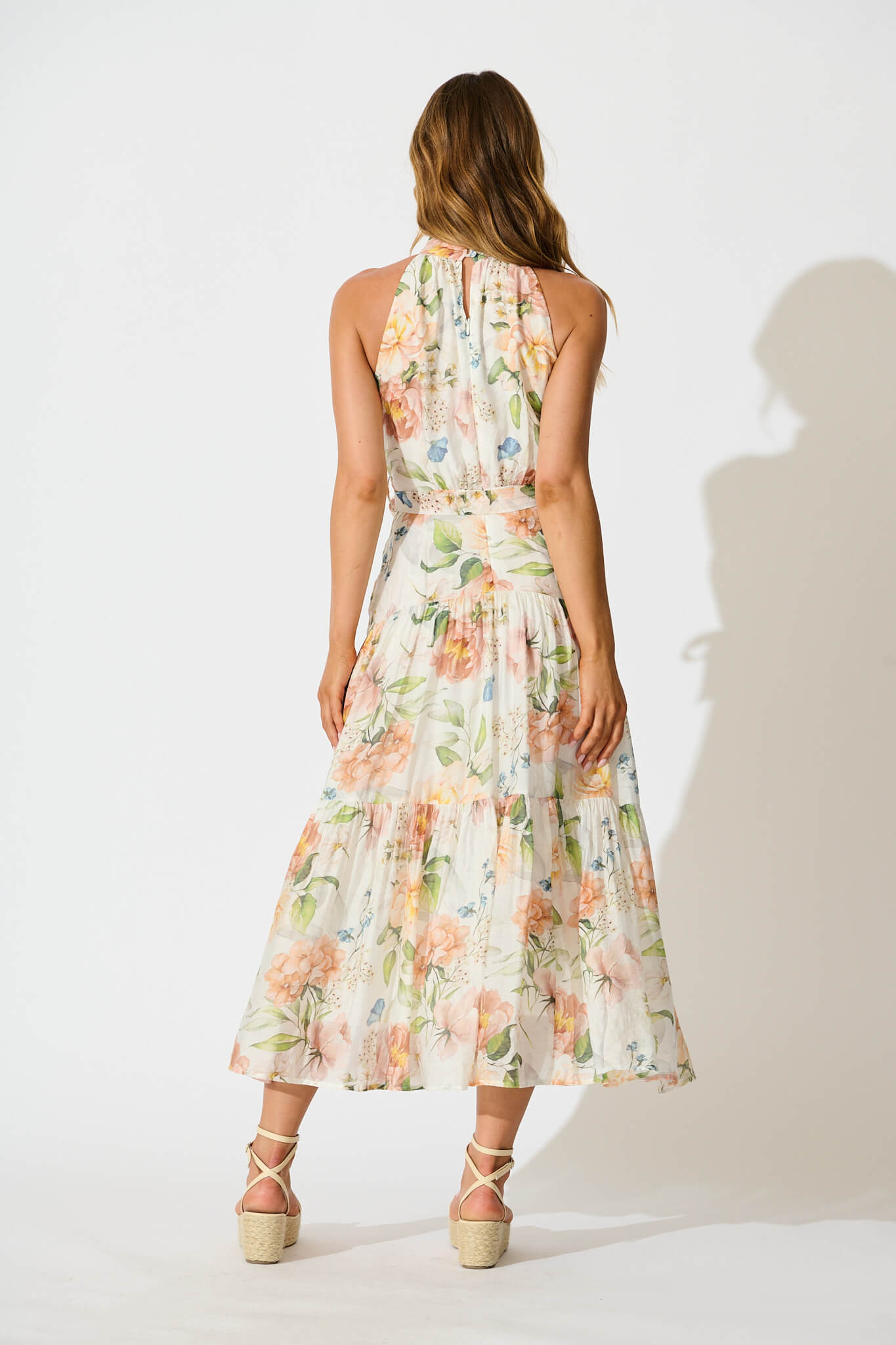 Khalo Maxi Dress In Cream Multi Floral