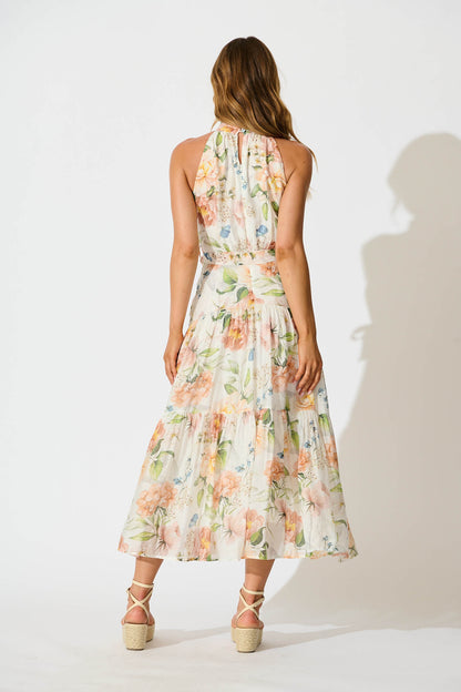 Khalo Maxi Dress In Cream Multi Floral