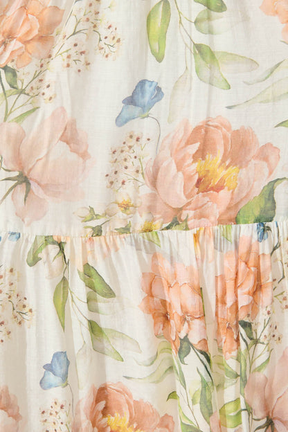 Khalo Maxi Dress In Cream Multi Floral