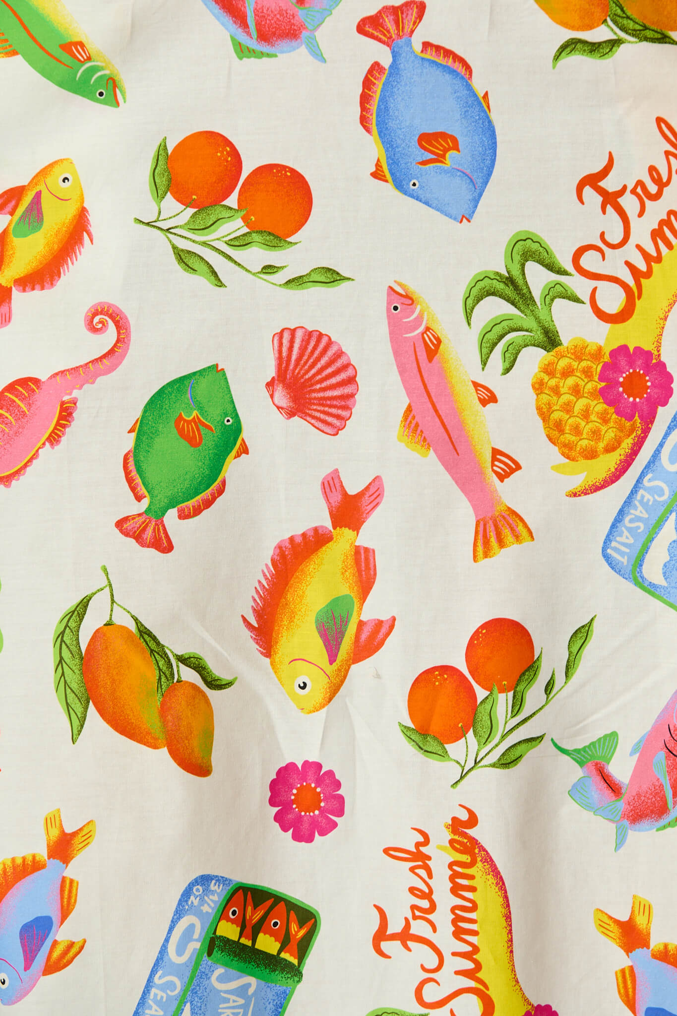 Leia Midi Sundress in White Multi Summer Print Cotton