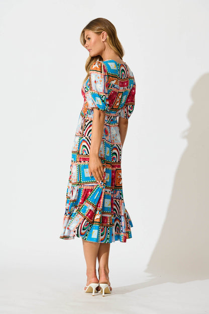 Modica Midi Dress In Bright Multi