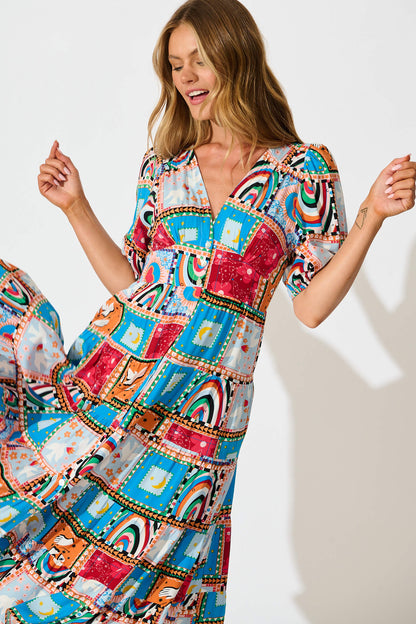 Modica Midi Dress In Bright Multi