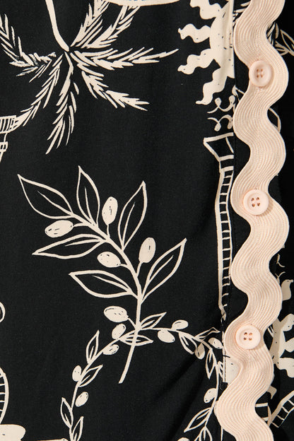 Amico Dress in Black with Cream Print