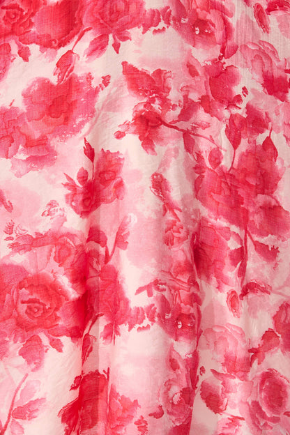 Amara Midi Dress in Pink Floral