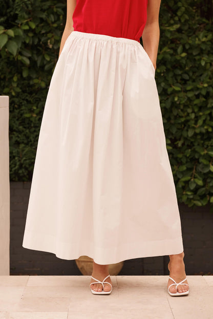 Keeney Maxi Skirt in White Cotton
