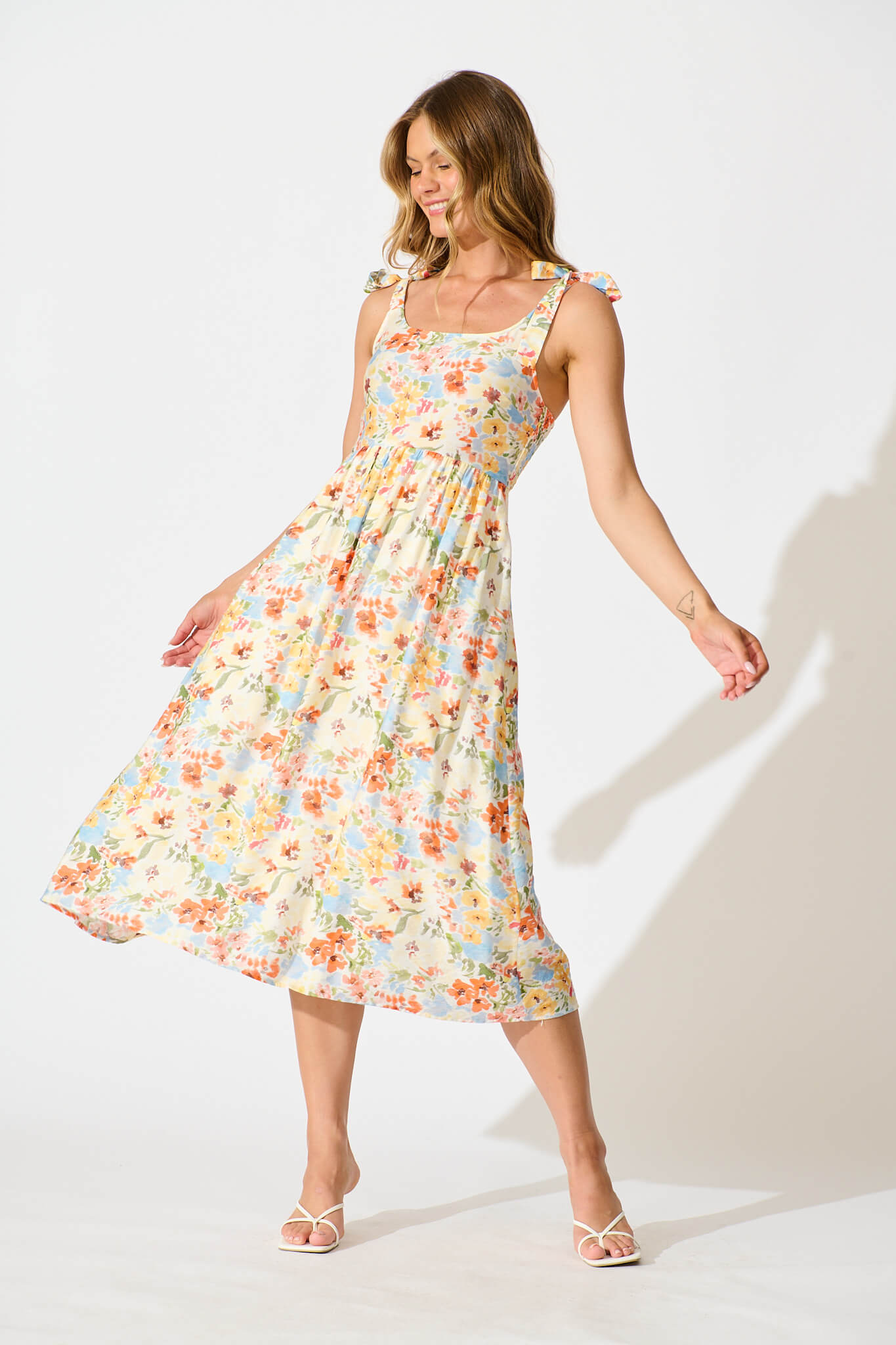 Asha Midi Sundress In Multi Floral