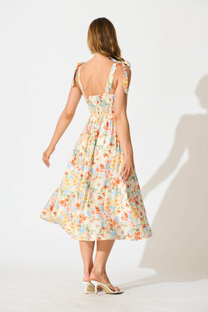 Asha Midi Sundress In Multi Floral