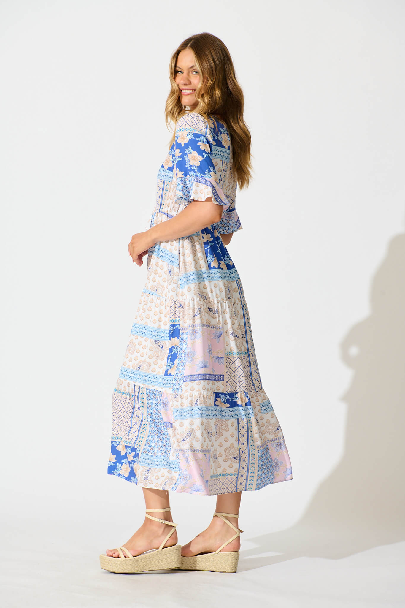 Endless Summer Maxi Dress in Blue Multi Patchwork