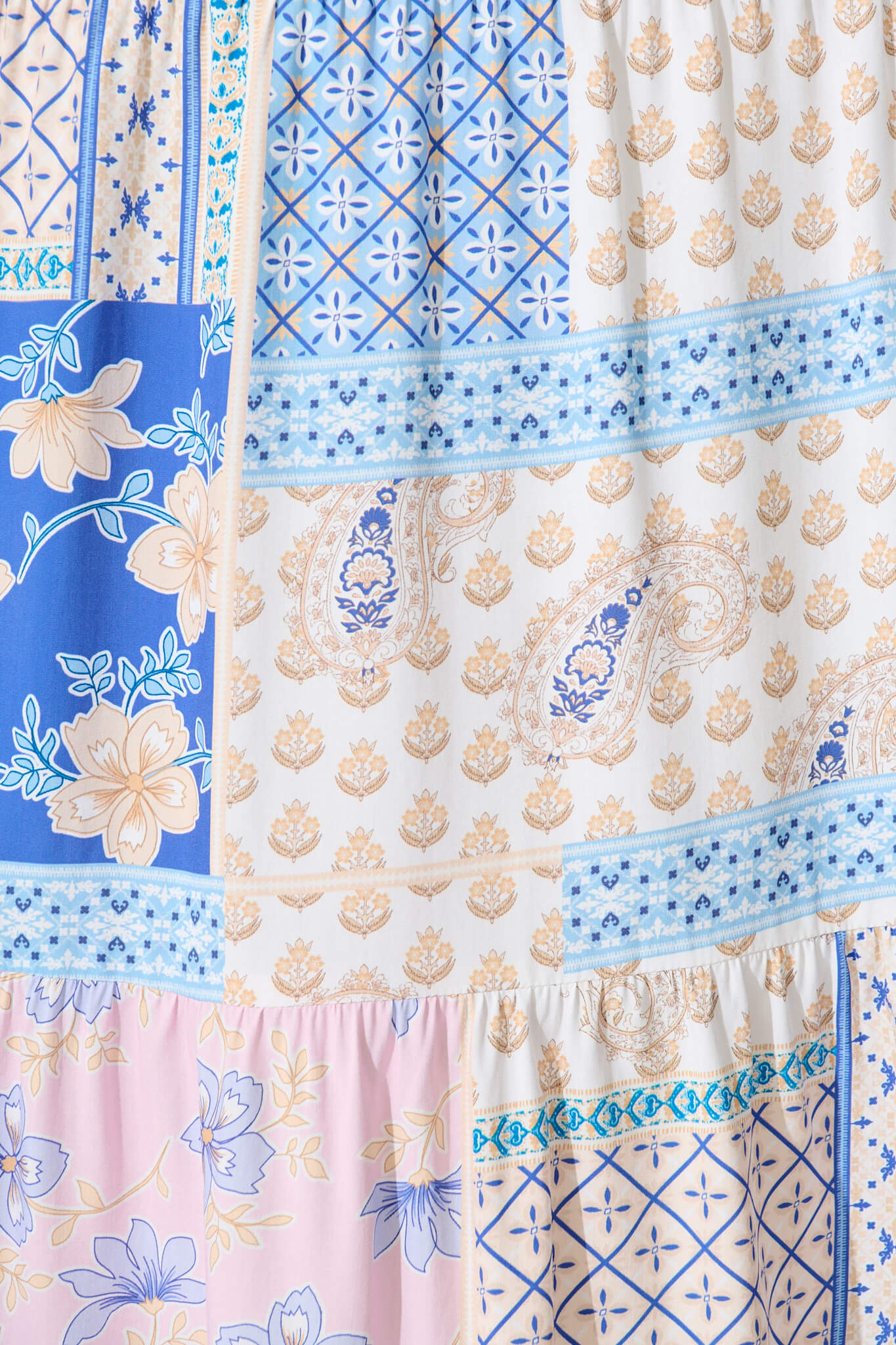 Endless Summer Maxi Dress in Blue Multi Patchwork