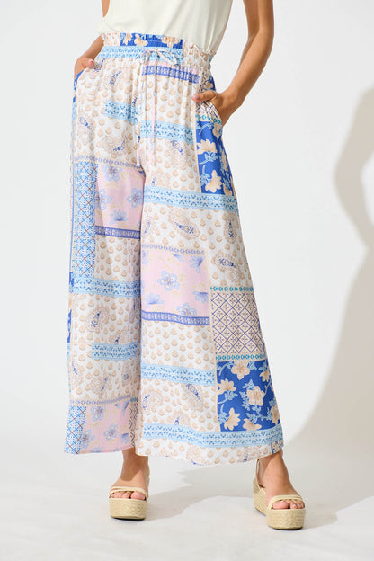 Dahana Pant In Blue Multi Patchwork