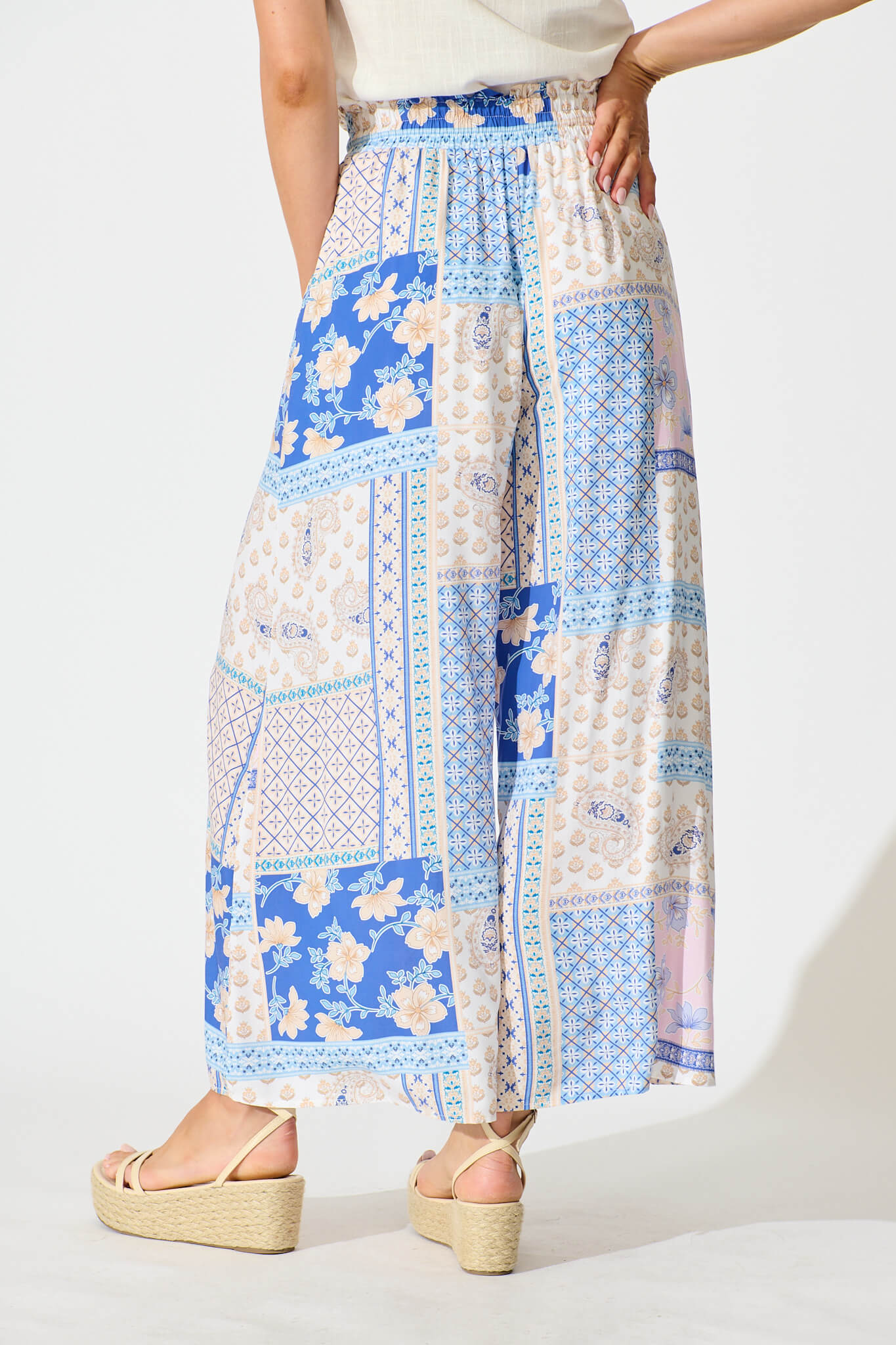 Dahana Pant In Blue Multi Patchwork