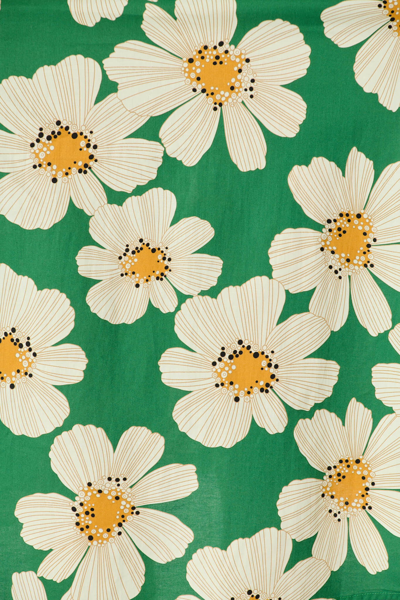 Moreno Midi Dress in Green with White Flower Print Cotton