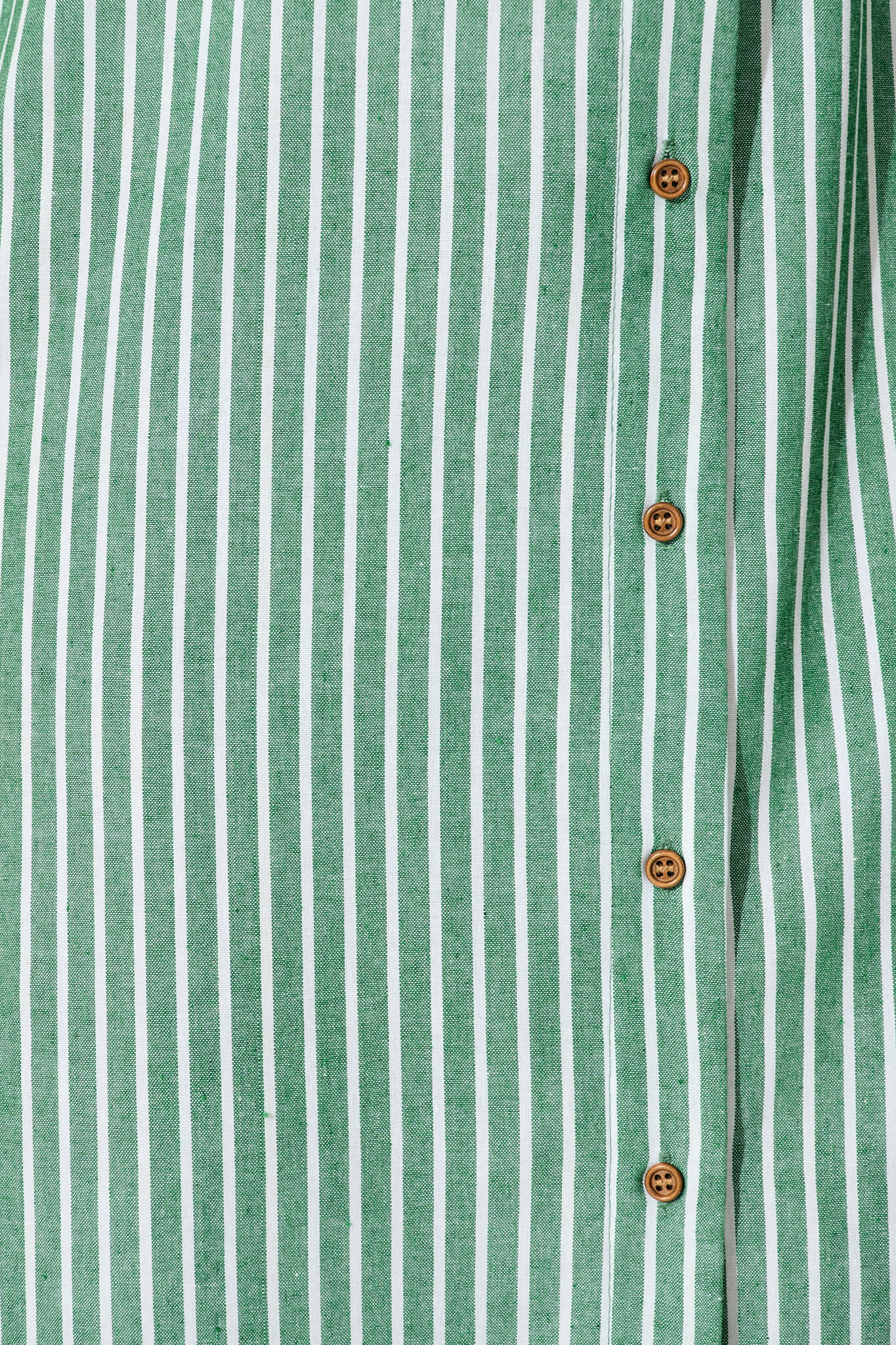 Olvera Midi Shirt Dress in Green Stripe Cotton Linen