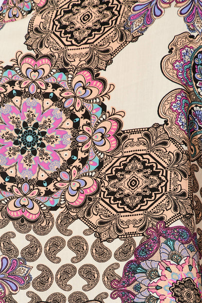 Sandcastle Jumpsuit In Cream With Purple Paisley