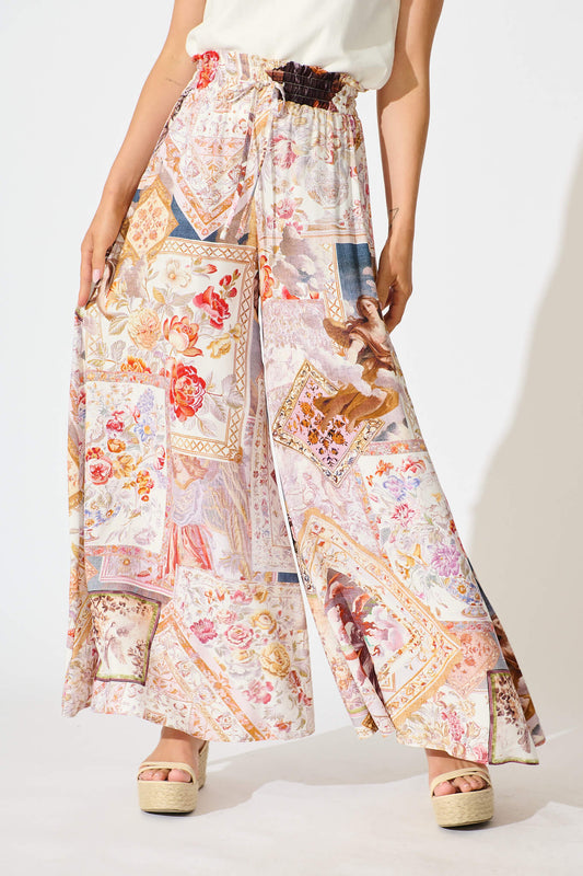 Mariah Pant In White Multi Patchwork