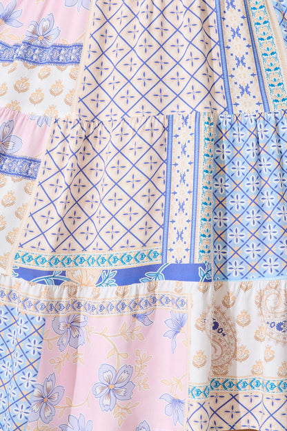 Tinkerbell Sundress In Blue Multi Patchwork