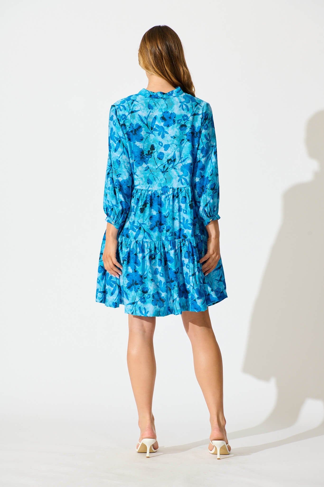 Caracelle Smock Dress In Blue Multi Print