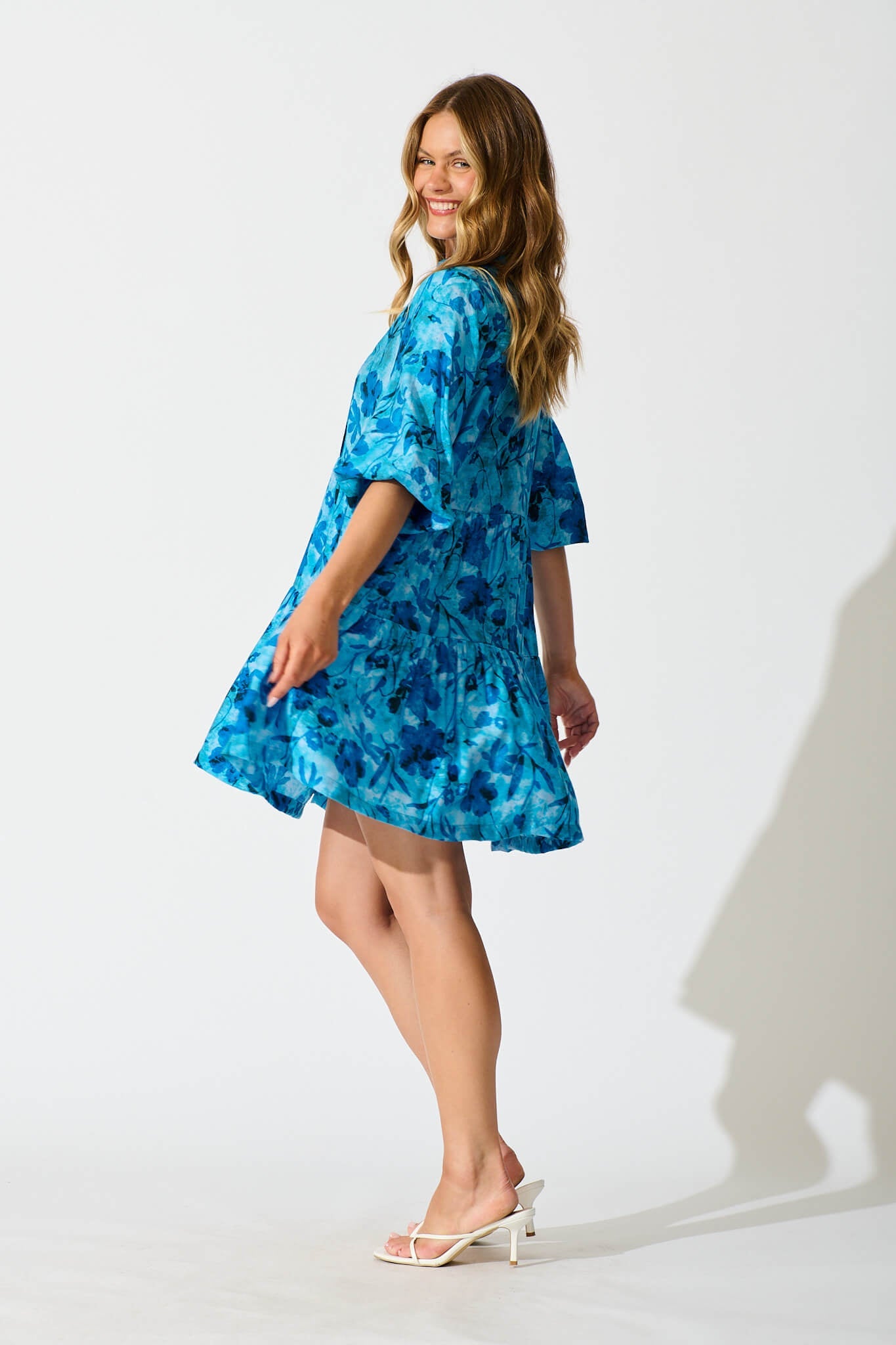 Caracelle Smock Dress In Blue Multi Print