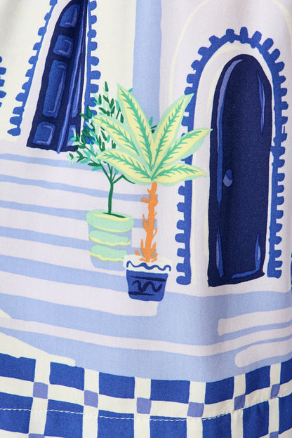 Maui Playsuit In Blue With White Print