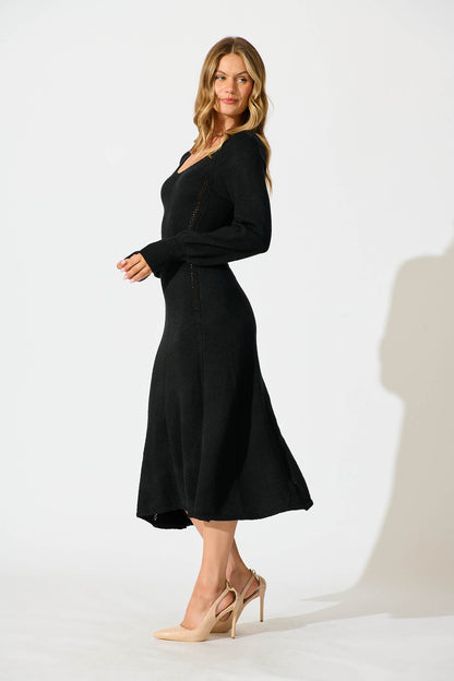 Gertie Midi Knit Dress In Black