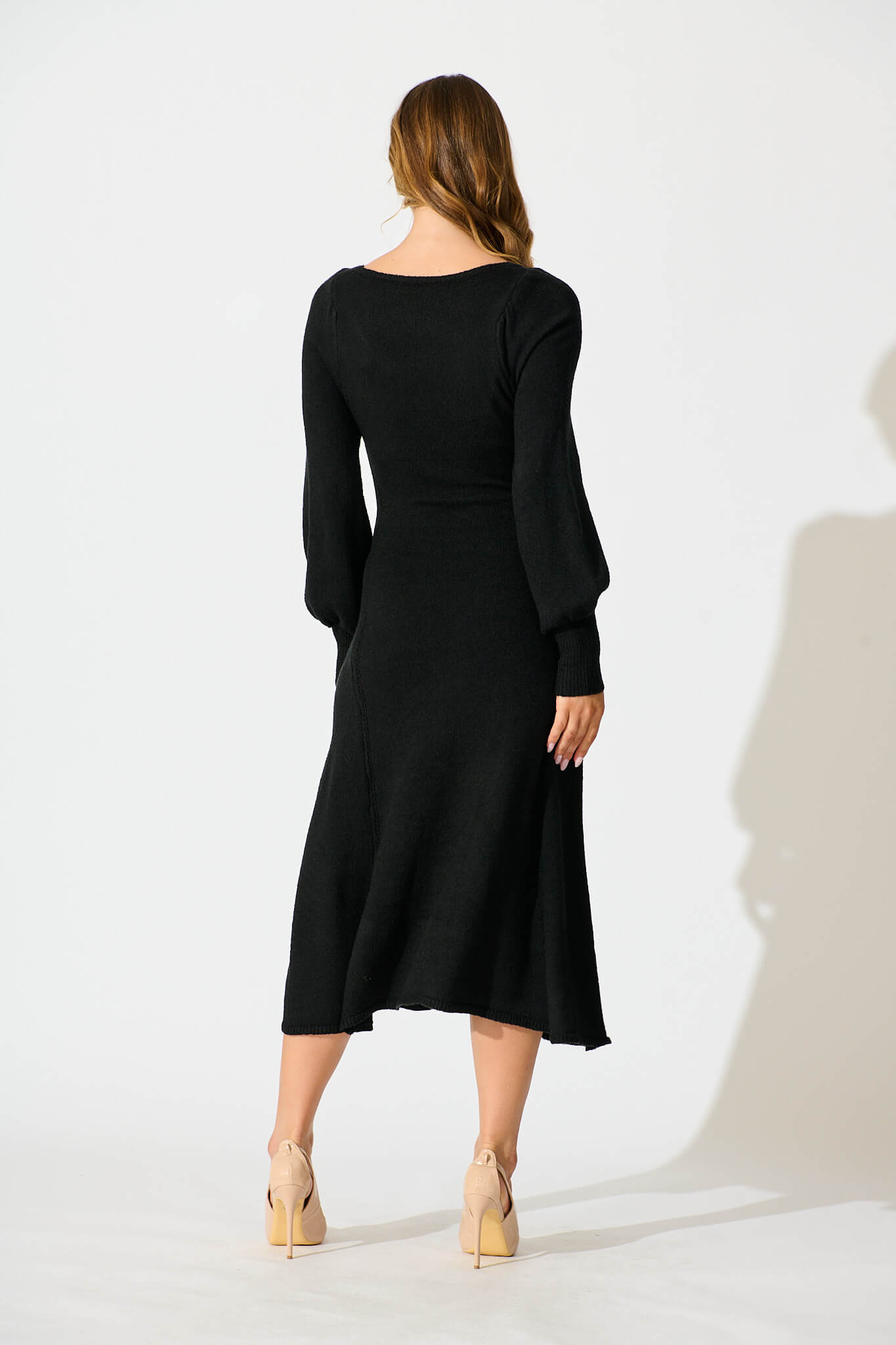 Gertie Midi Knit Dress In Black