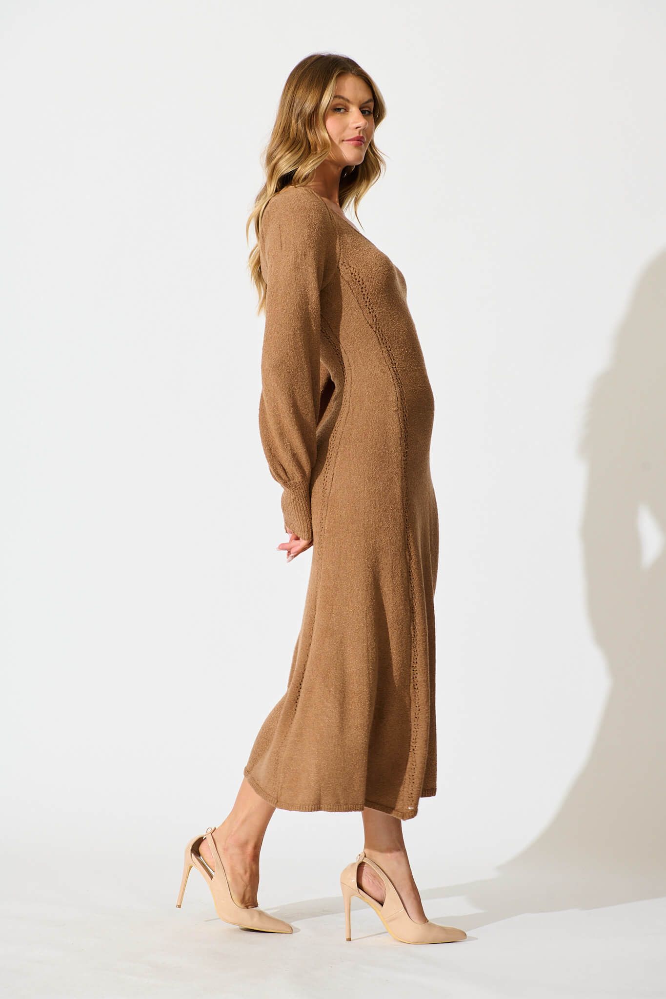 Gertie Midi Knit Dress In Chocolate