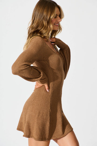 Analia Knit Dress In Chocolate
