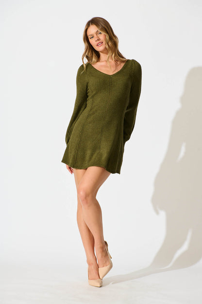 Analia Knit Dress In Khaki