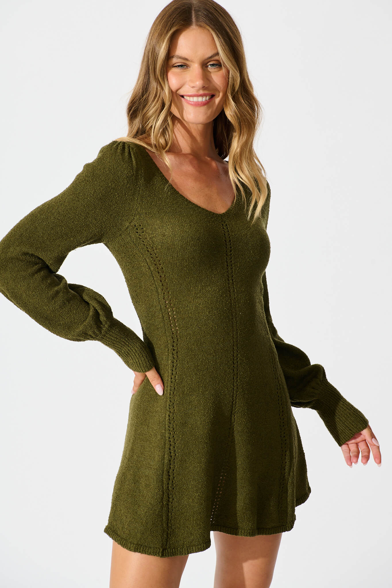 Analia Knit Dress In Khaki