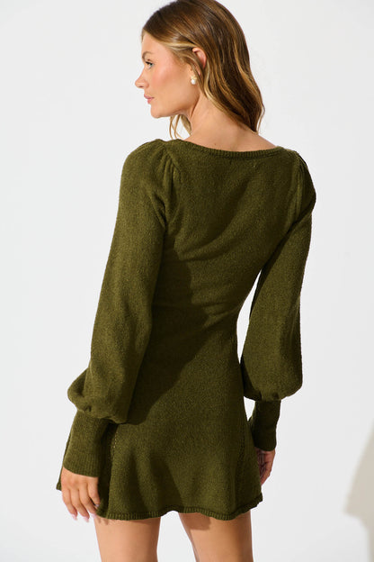 Analia Knit Dress In Khaki