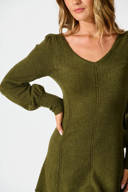 Analia Knit Dress In Khaki