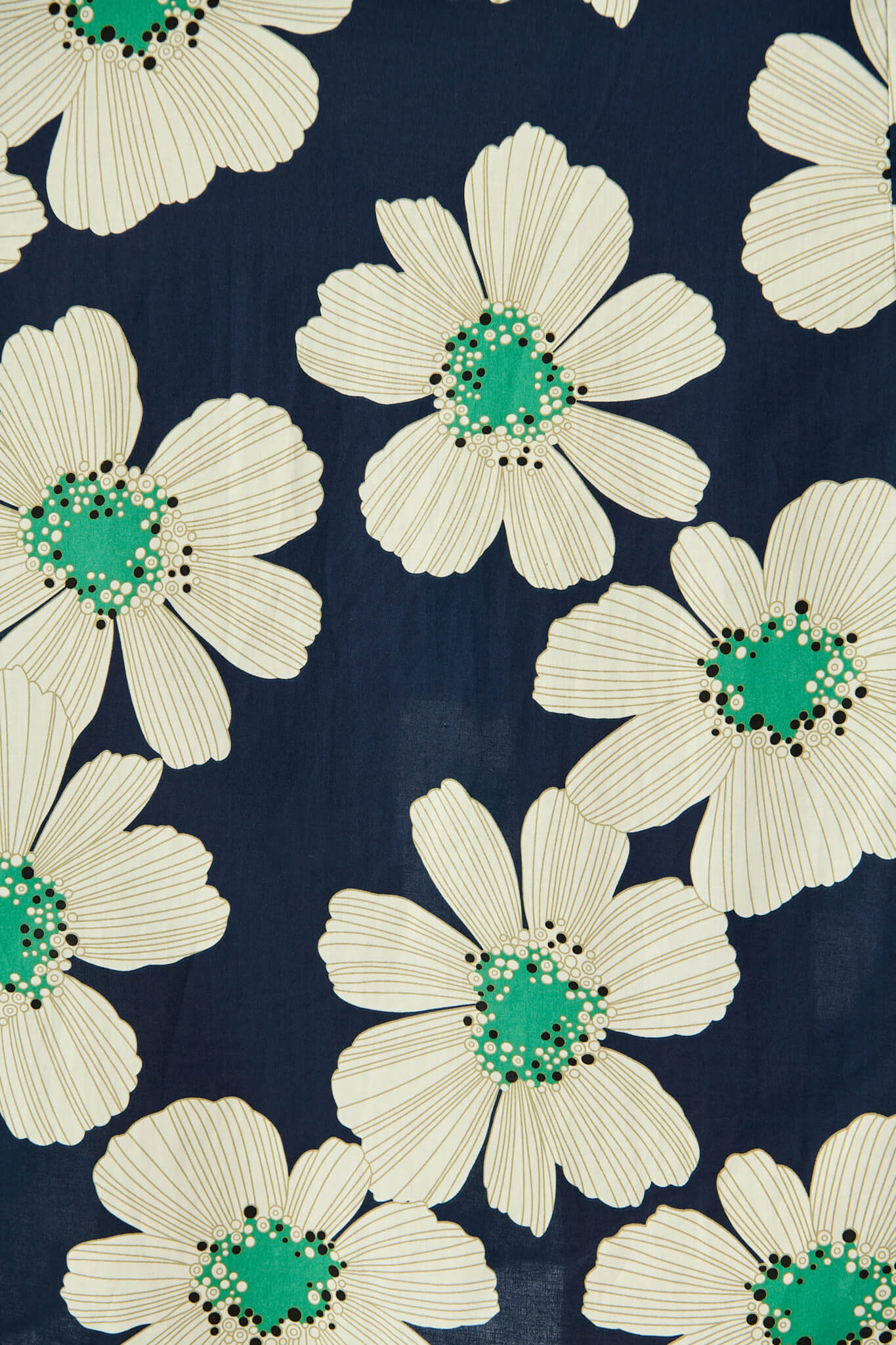 Moreno Midi Dress in Navy with White Flower Print Cotton