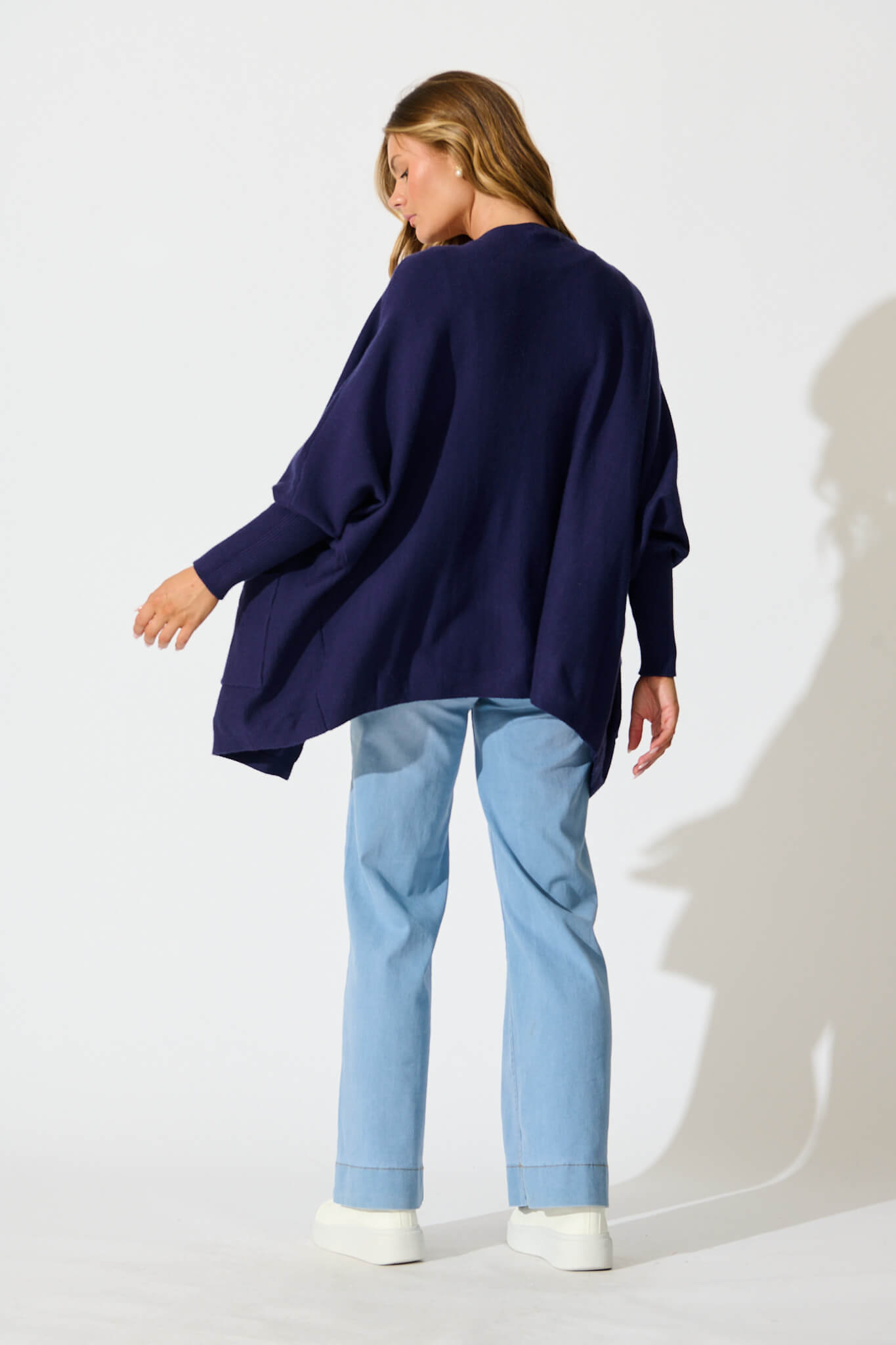 Colbie Knit Cardigan in Navy Wool Blend