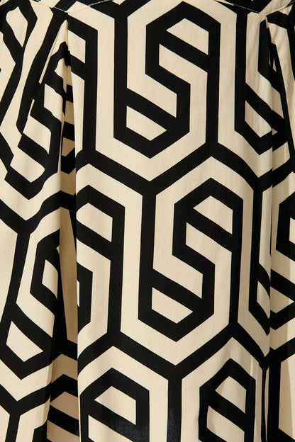 Brandy Skirt In Cream With Black Geometric Print