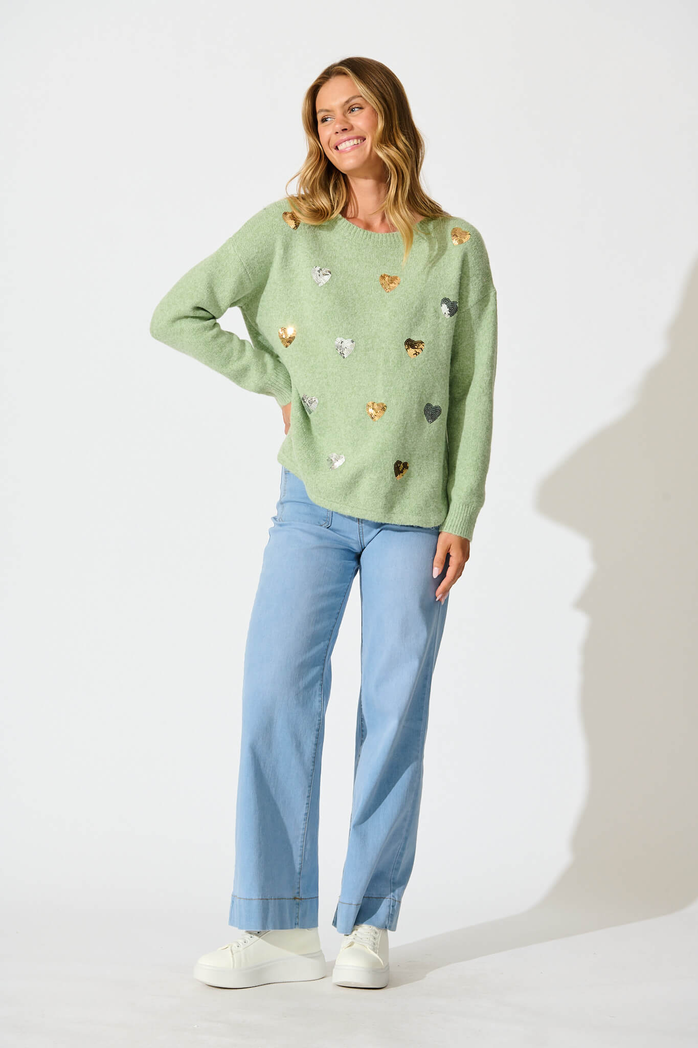 Shanina Knit in Sage Green with Sequin Spot