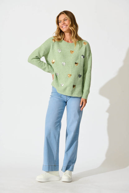 Shanina Knit in Sage Green with Sequin Spot