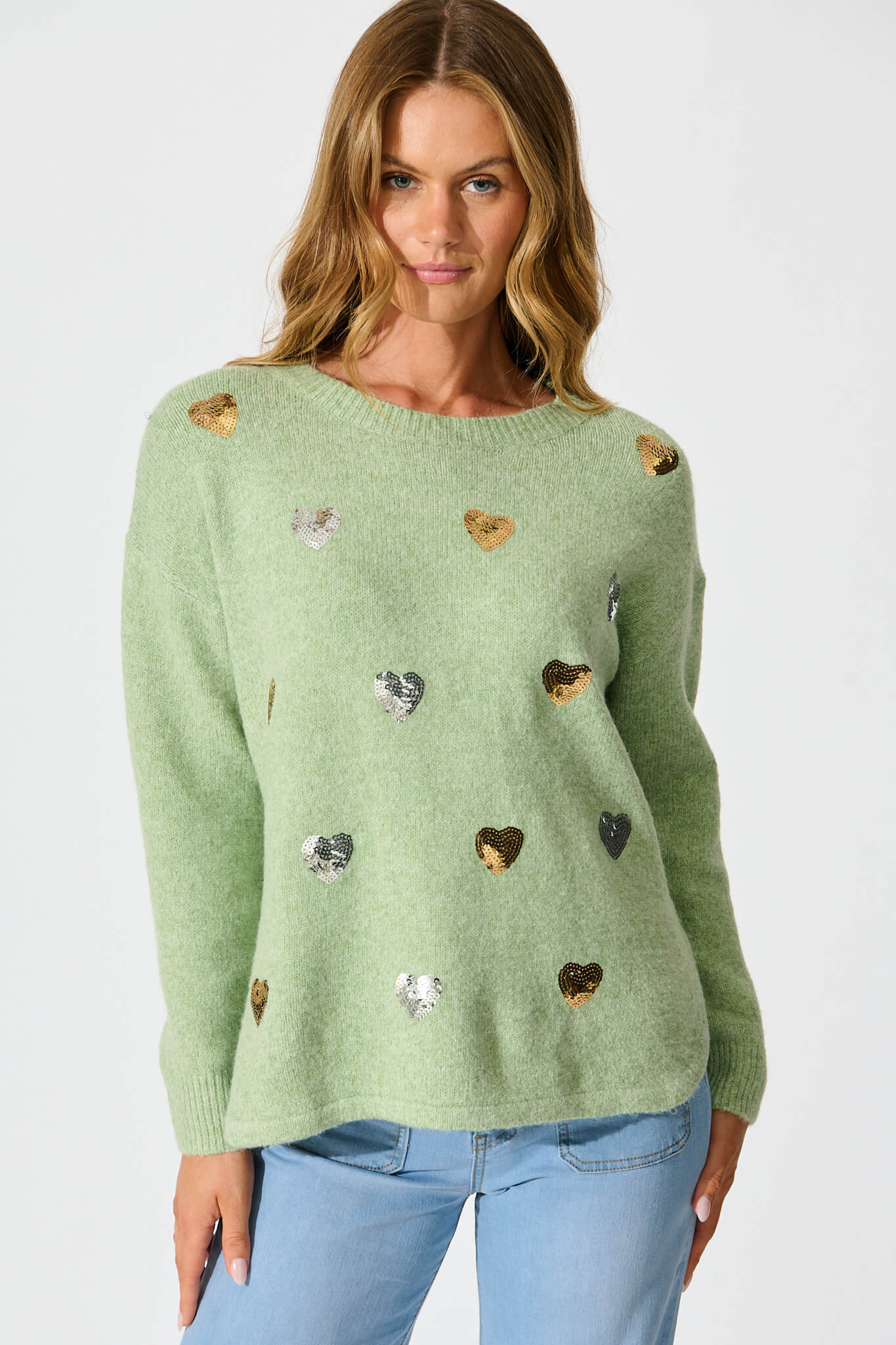 Shanina Knit in Sage Green with Sequin Spot
