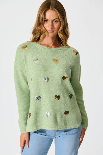 Shanina Knit in Sage Green with Sequin Spot