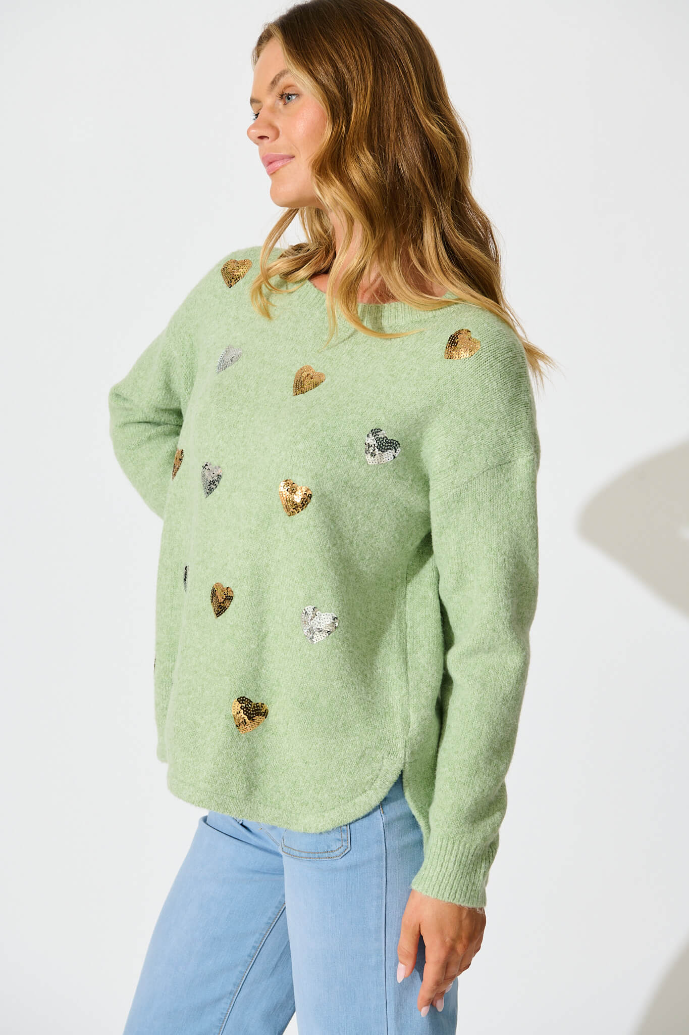 Shanina Knit in Sage Green with Sequin Spot