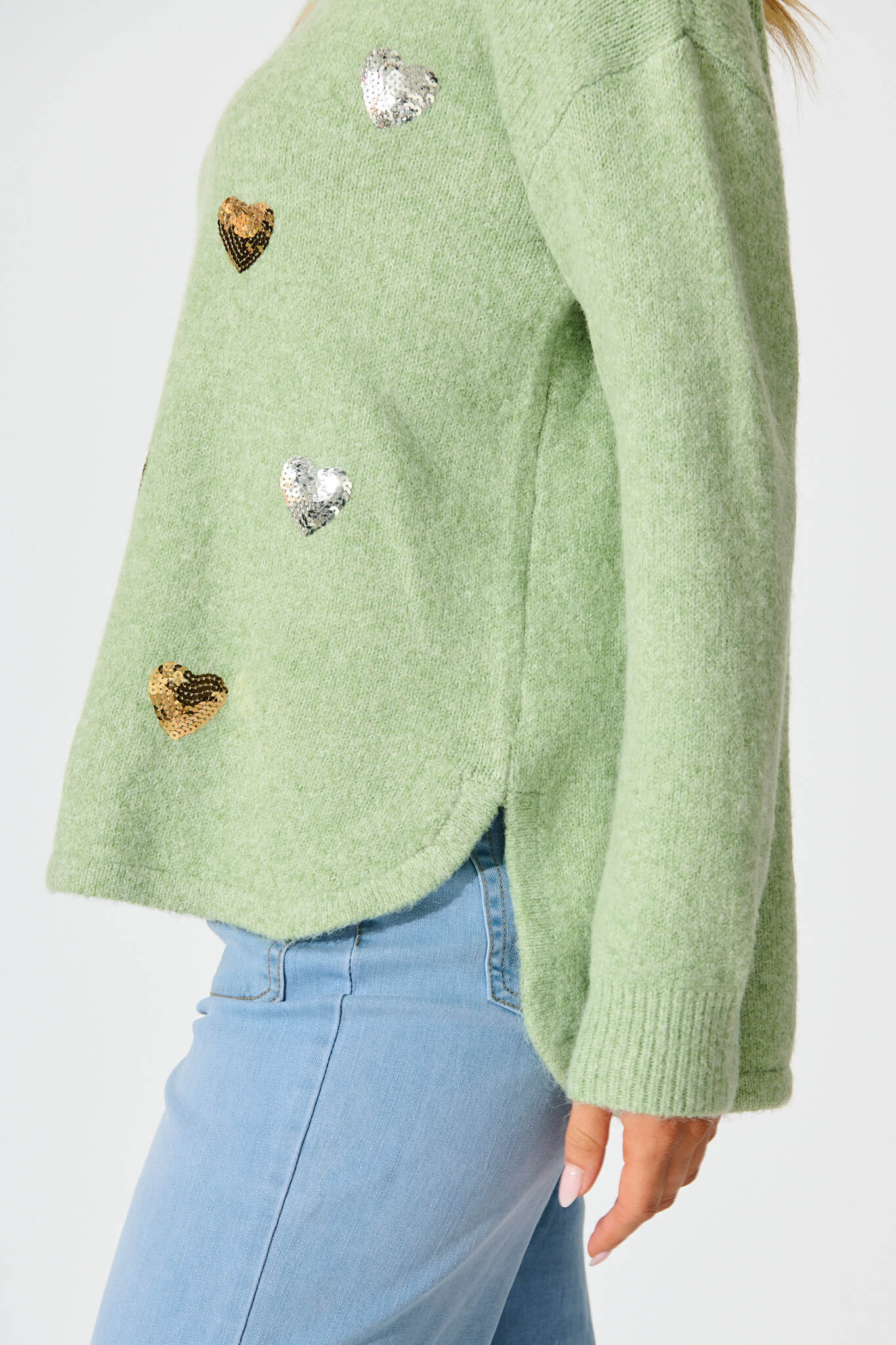 Shanina Knit in Sage Green with Sequin Spot