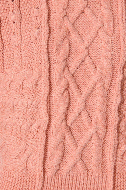 Umina Cable Knit In Dusty Rose Wool Blend