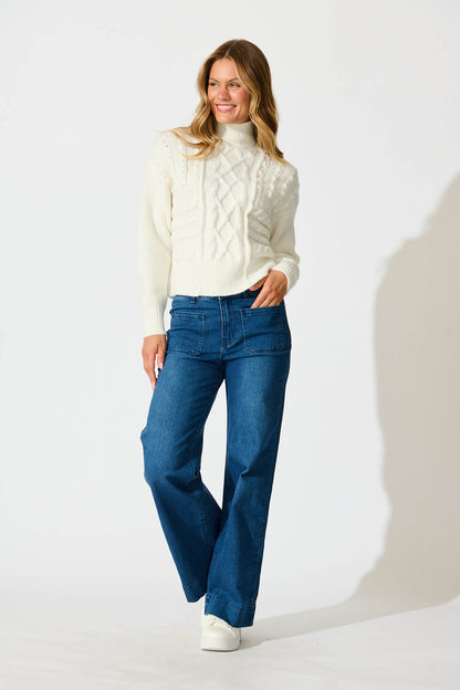 Umina Cable Knit In Cream Wool Blend