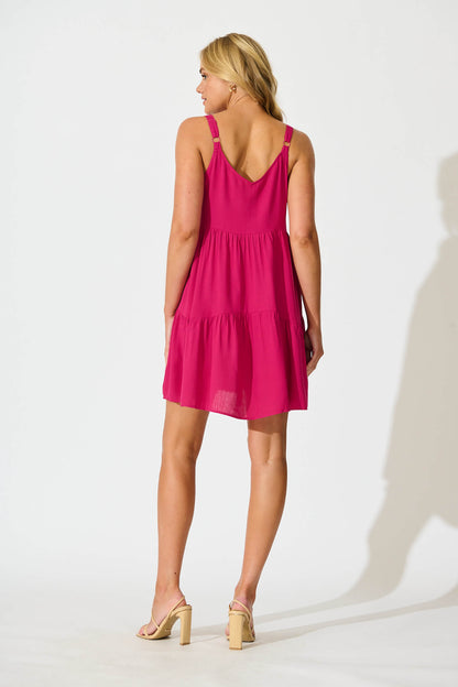 Abelia Smock Sundress in Hot Pink