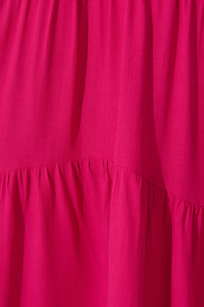 Abelia Smock Sundress in Hot Pink